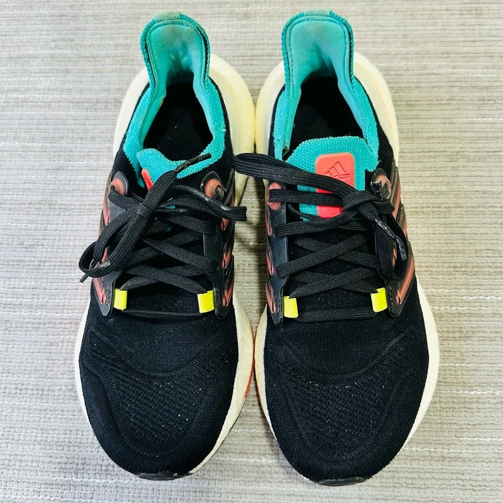 Adidas UltraBoost 22 Shoes Black-Turbo Mint Rust Youth 5.5 - Picture 6 of 9